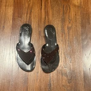 Giuseppe Zanotti Flat Sandals embellished with purple crystals